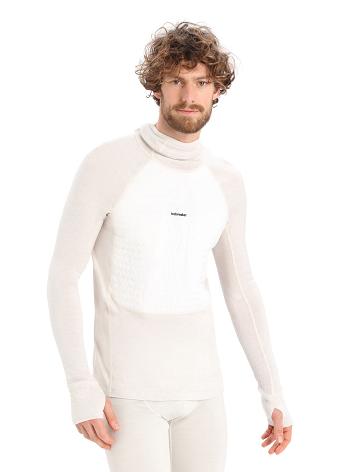 Men's Icebreaker ZoneKnit™ Merino Insulated Long Sleeve Hoodie Base Layers Ecru Heather | CA 1619OKIR